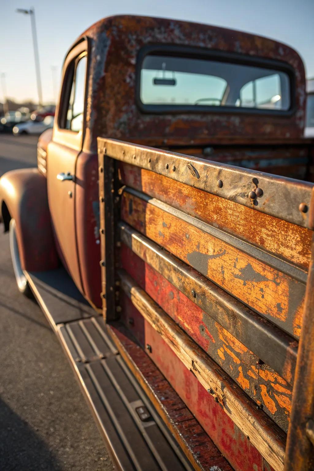Vintage charm meets rugged elegance with these rusty metal panels.