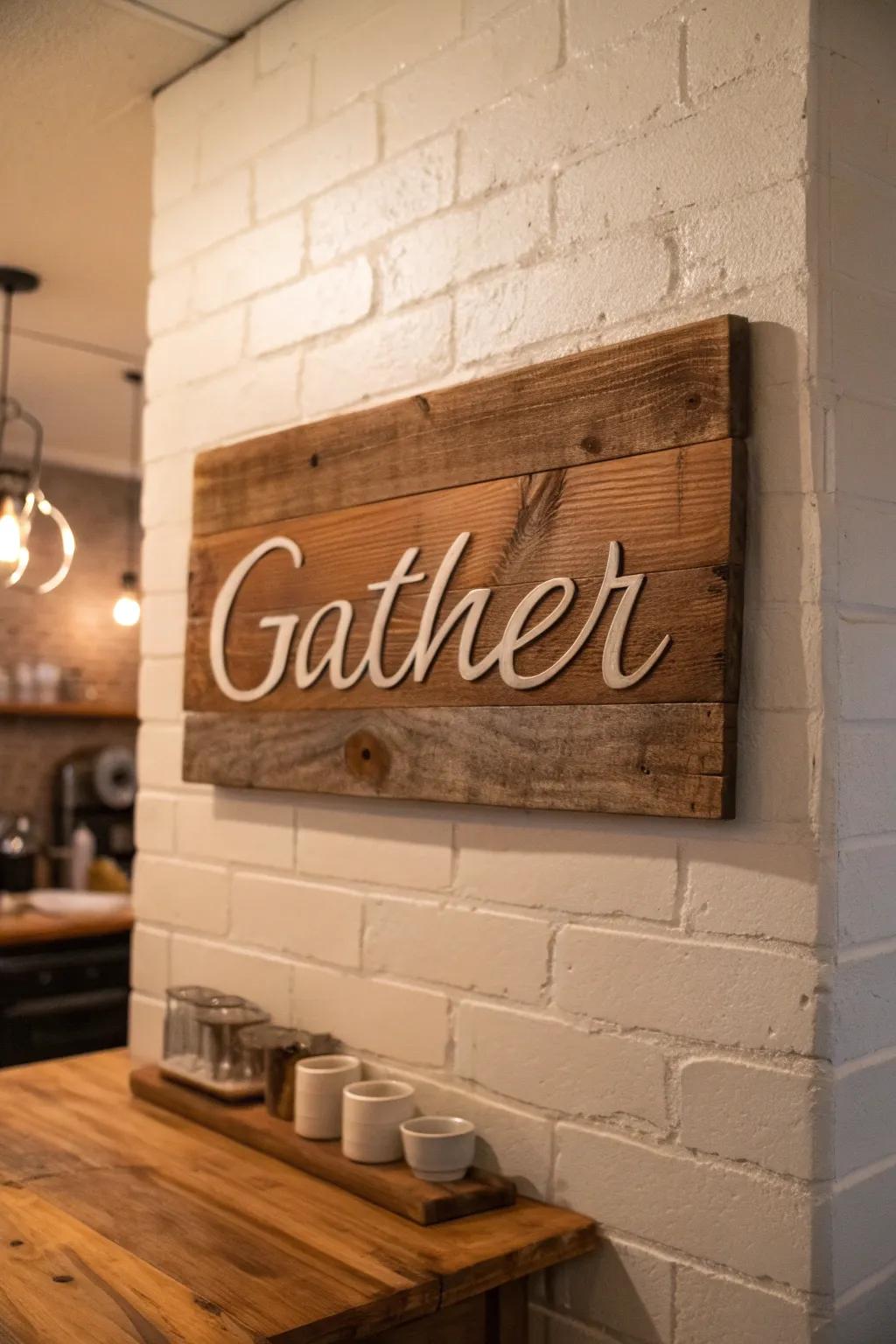 Add a touch of charm to your space with rustic wooden signs that speak volumes.