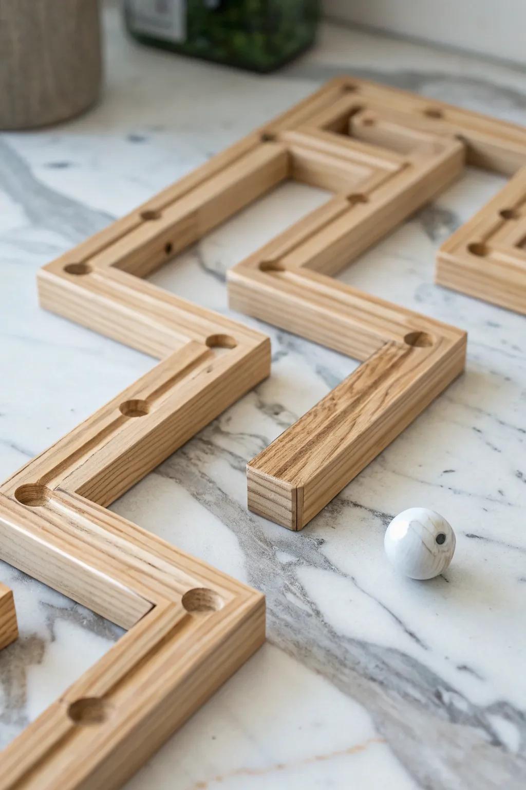 Embrace the art of slow play with this handcrafted minimalist marble run.