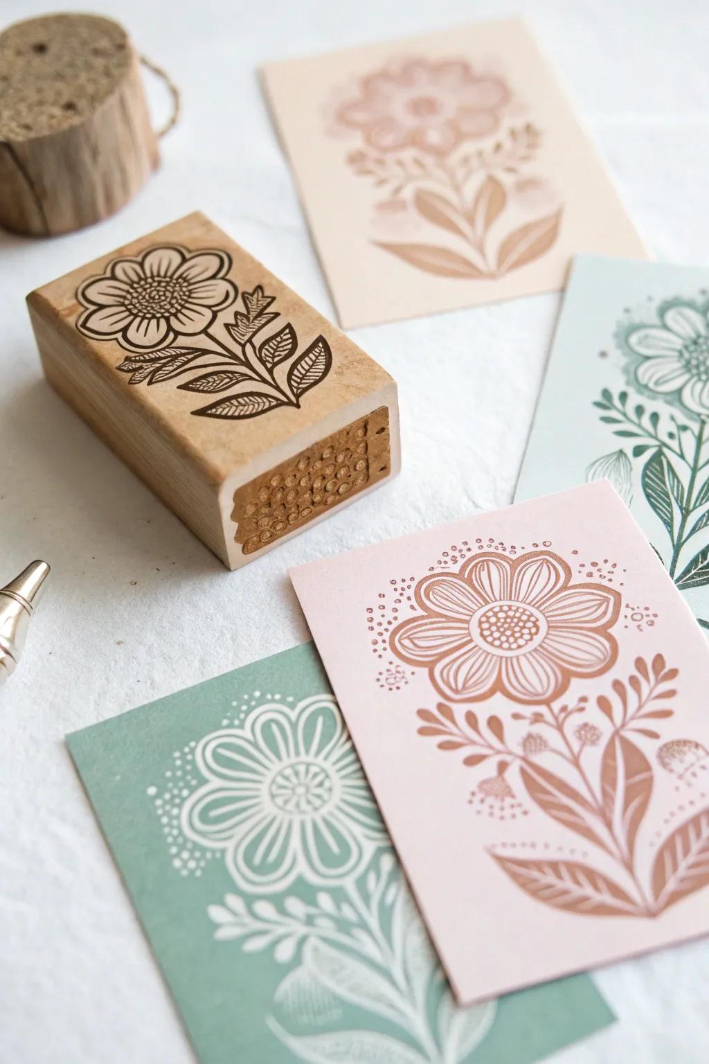 Craft your own spring magic with block-printed cards, where simplicity meets elegance.