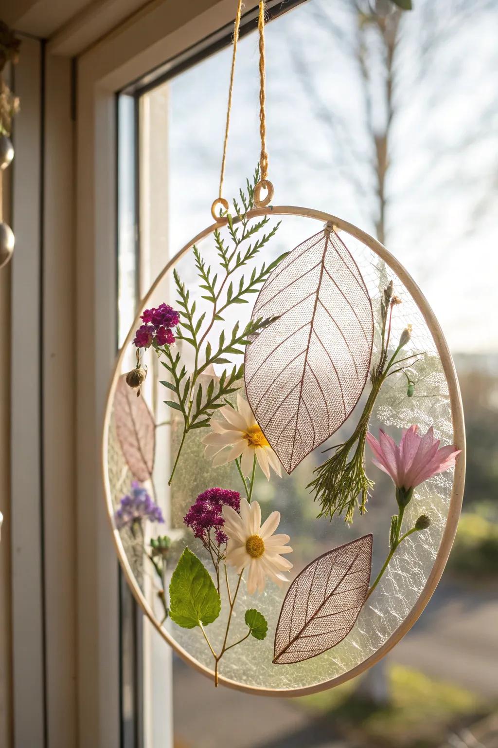 Brighten your space with a nature-inspired suncatcher, a perfect blend of simplicity and natural beauty.