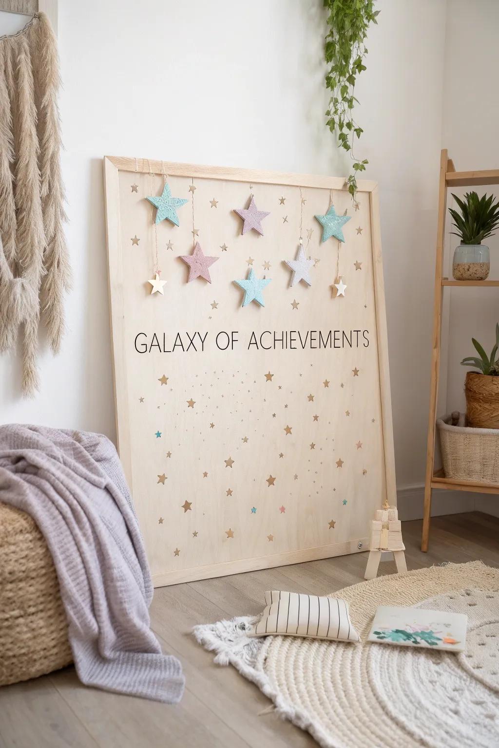 Transform achievements into a stunning constellation with a 'Galaxy of Achievements' board. Celebrate every milestone beautifully!