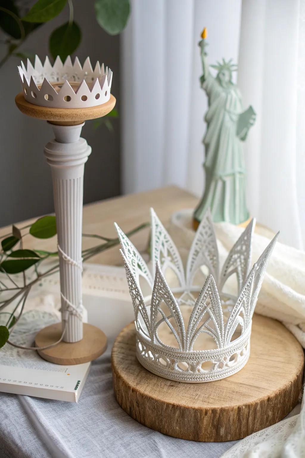 Channel your inner Lady Liberty with this enchanting DIY crown and torch, perfect for themed gatherings and stunning photos!