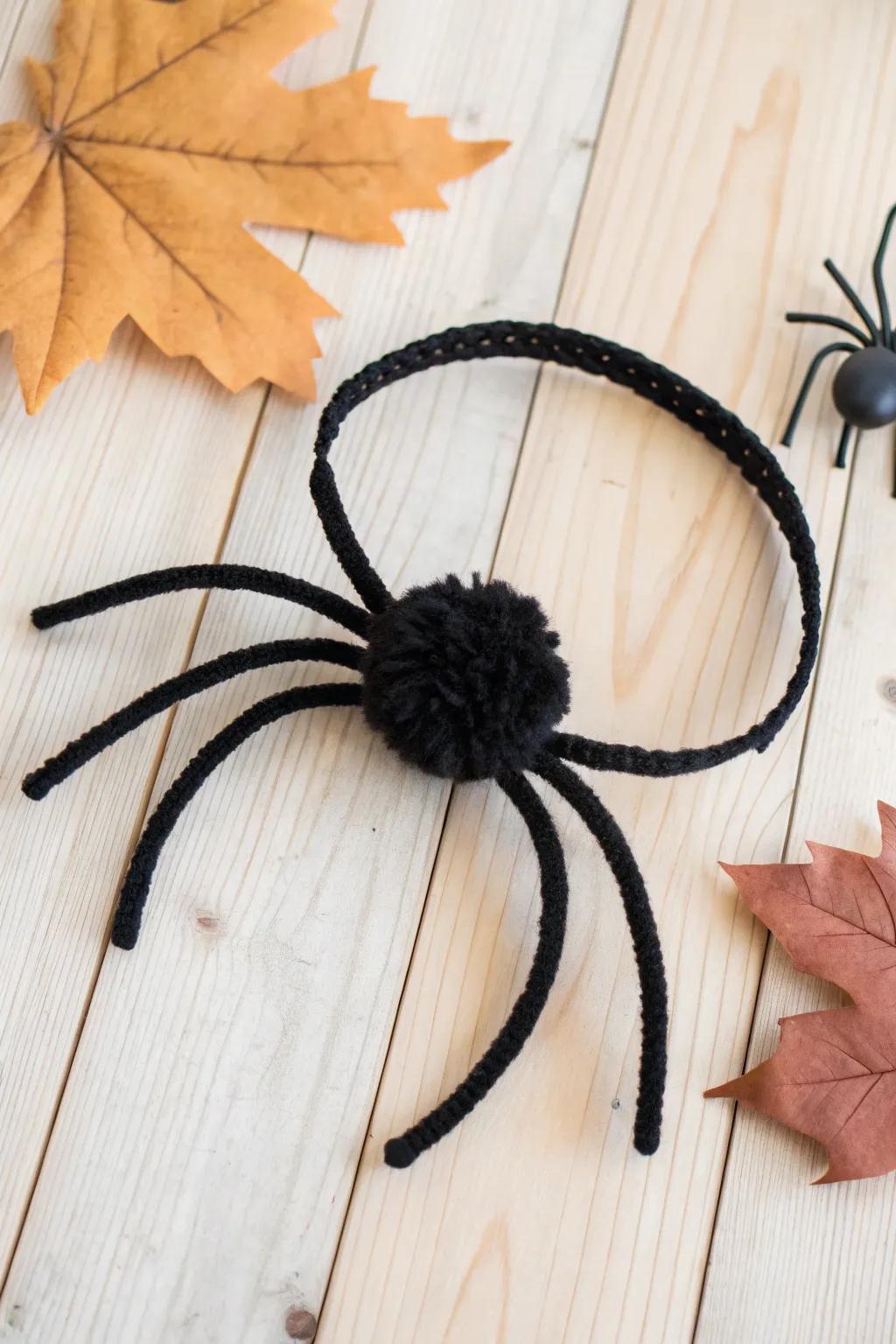Craft simplicity meets spooky charm with this adorable spider headband for toddlers.
