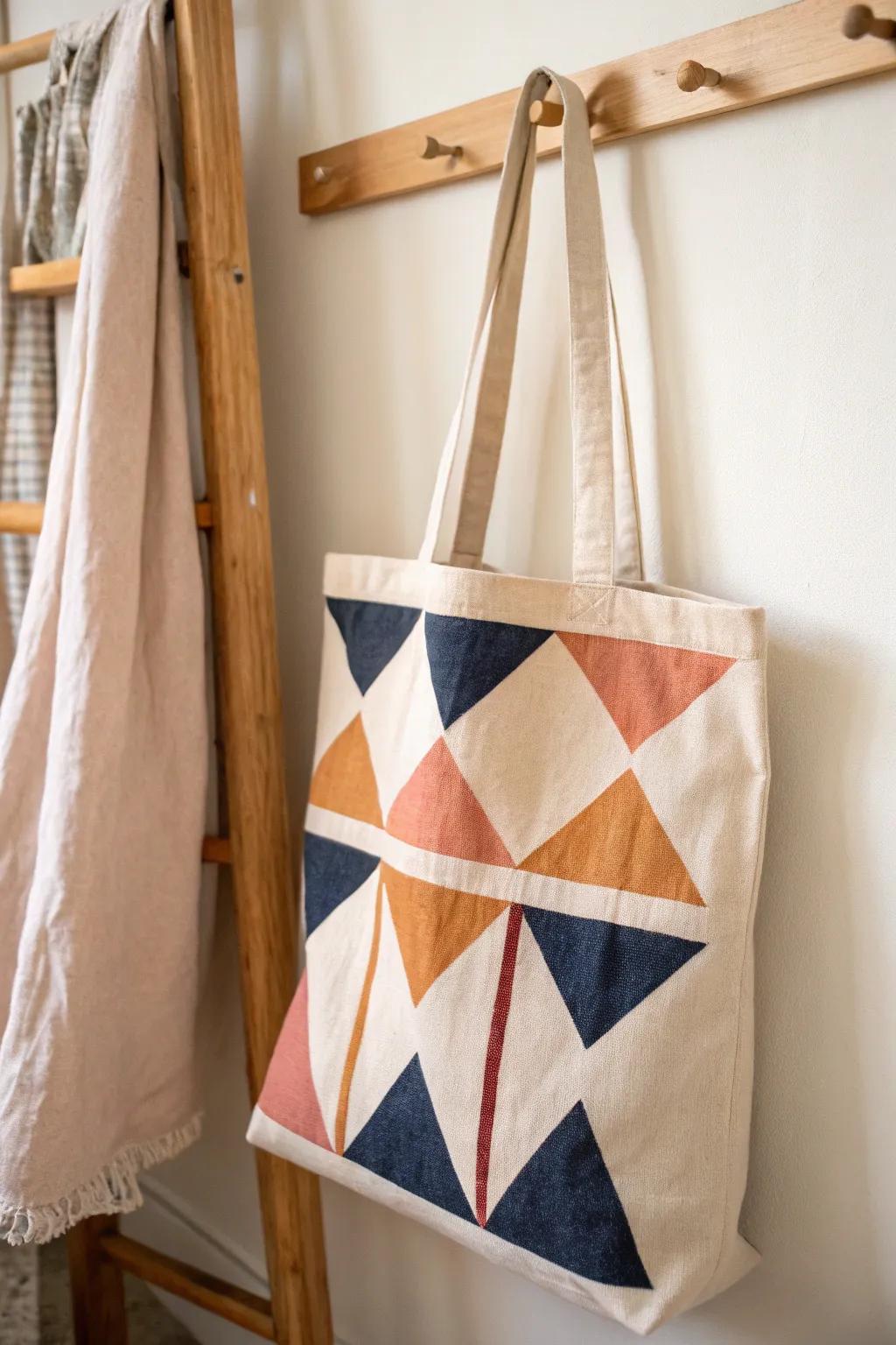 Elevate your style with geometric flair! Discover how simple shapes can transform your tote into a statement piece. #MinimalistChic #BohoElegance