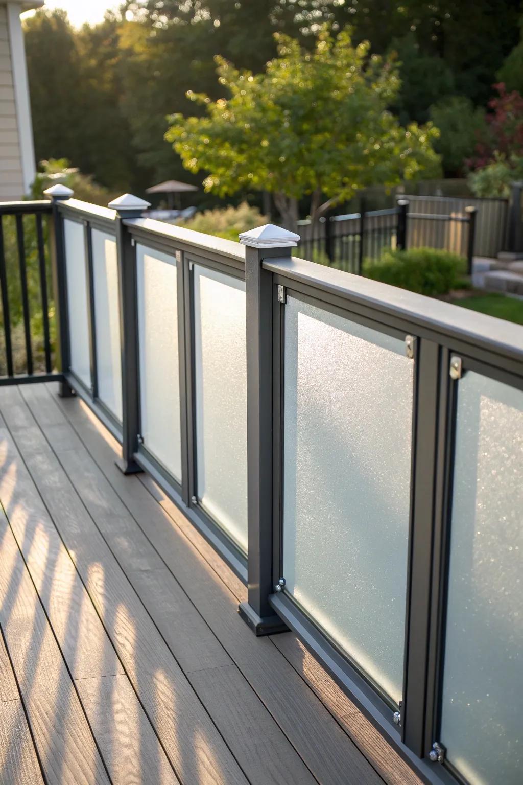 Achieve privacy with contemporary flair using frosted vinyl panels.