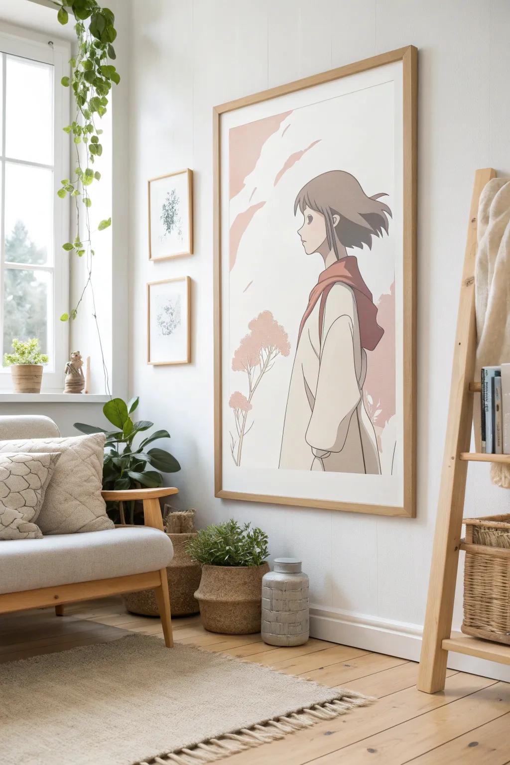 Embrace the elegance of minimalist anime art—where simplicity meets a splash of color for a modern, serene aesthetic.