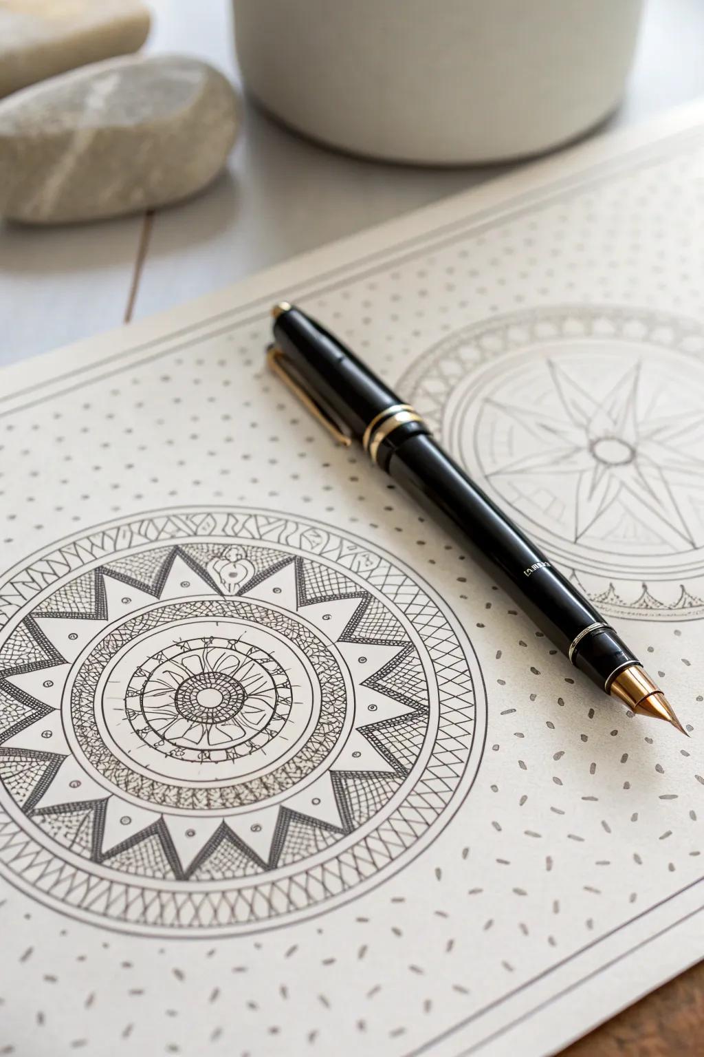 Discover the art of geometric harmony with every stroke of your pen.