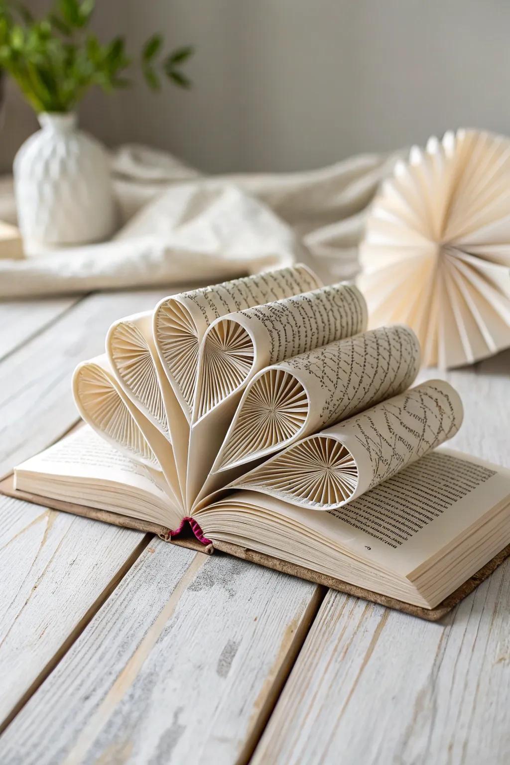Discover the art of book sculpture: where geometry meets elegance.