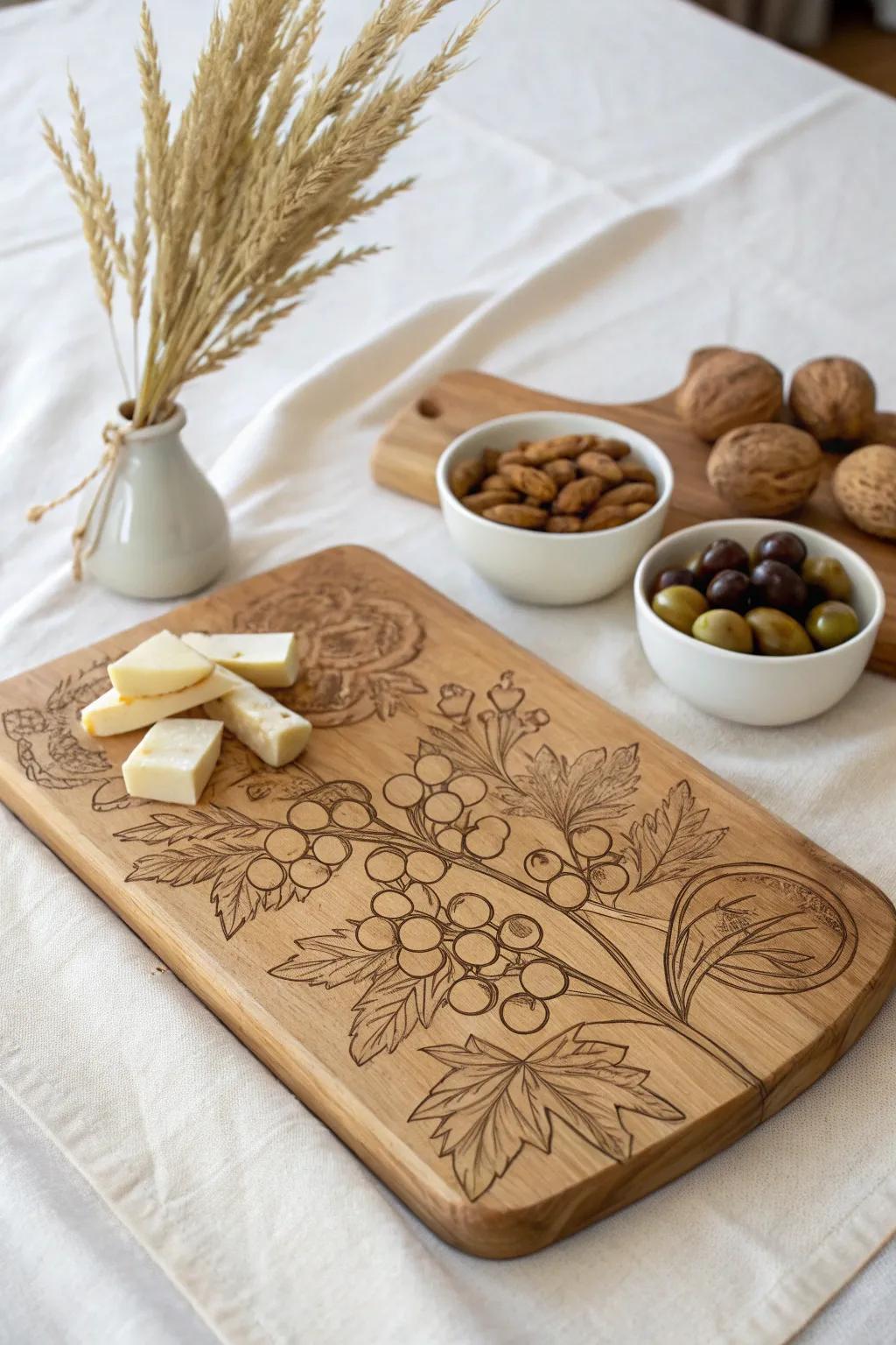 Elevate your gatherings with a touch of artistry—engraved charcuterie boards that tell a delicious story.