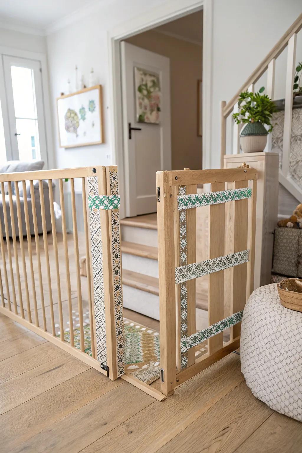 Craft your own chic baby gate with cardboard and tape—simple, stylish, and perfect for temporary needs!