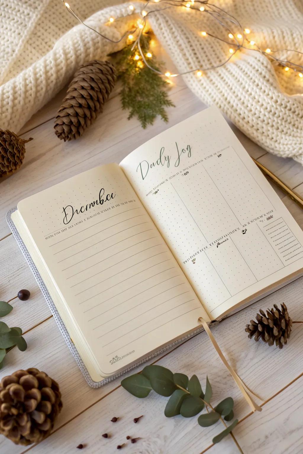 Capture the magic of the season with a December daily log. 🌿✨ #BulletJournal #MinimalistMagic #ScandiBoho