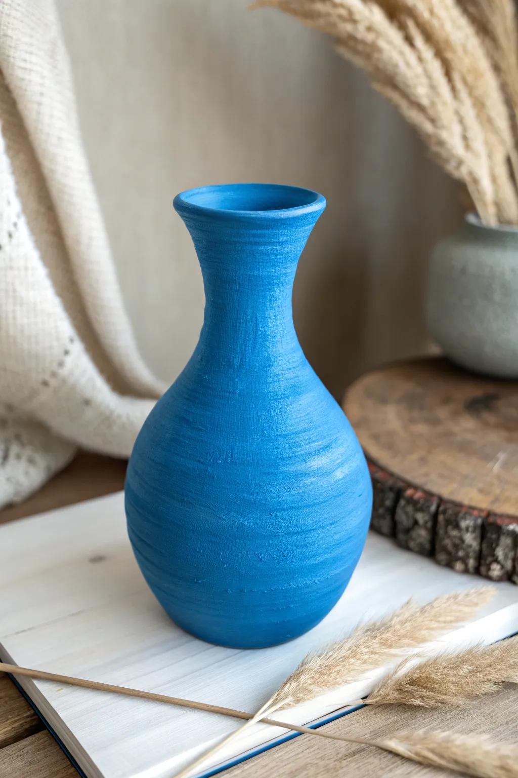 Brighten your space with a bold blue clay vessel—where minimalist elegance meets vibrant charm.