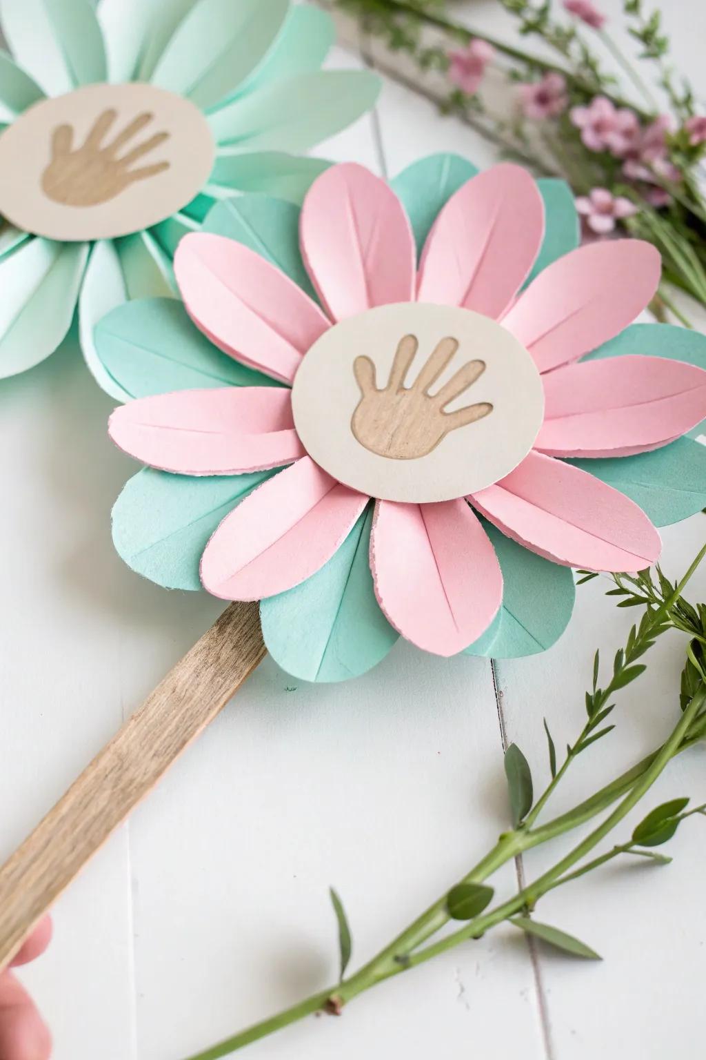 Delight in the simplicity of handcrafted beauty with these charming handprint flowers — a perfect keepsake for Mother's Day!