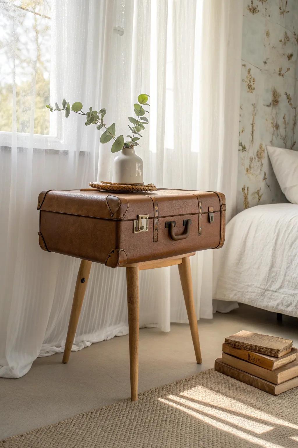 Transform nostalgia into style with this charming suitcase nightstand—where vintage meets modern minimalism.