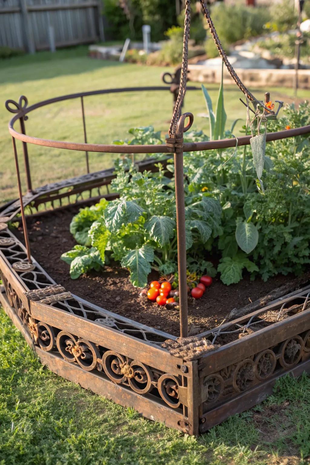 Elevate your garden game with this ingeniously crafted raised bed from a trampoline frame.