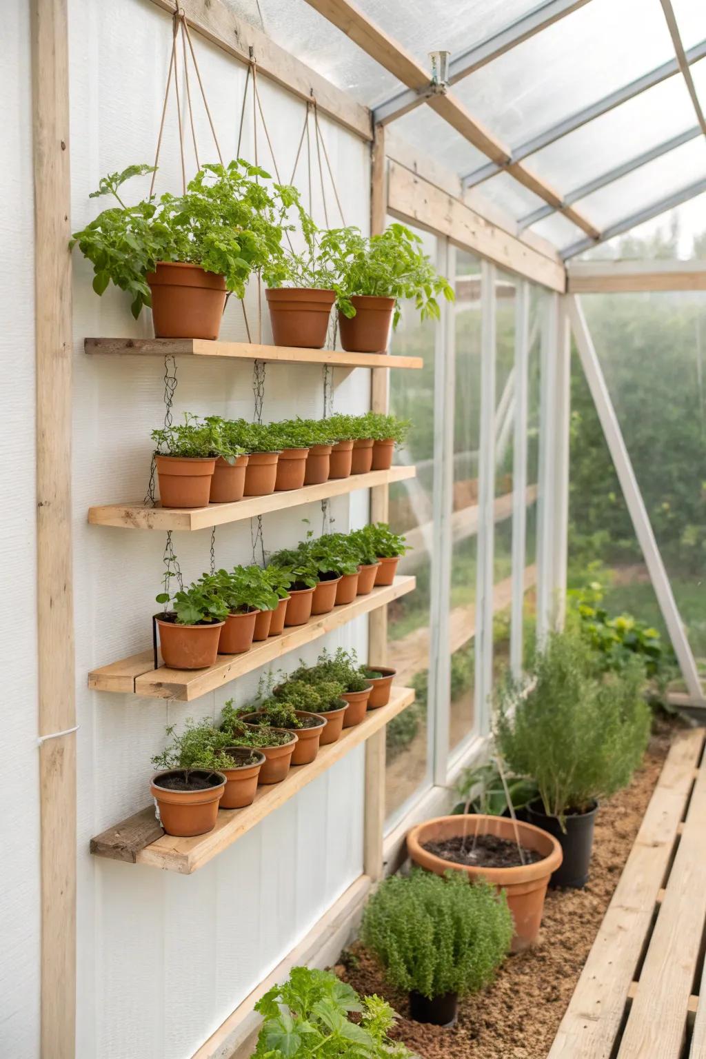 Elevate your green space with a chic vertical garden wall, perfect for small herb and veggie cultivation.