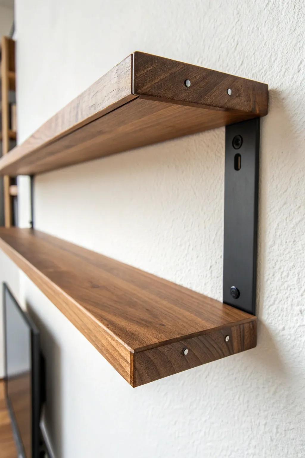 Experience the magic of floating shelves with invisible brackets—where craftsmanship meets modern design.