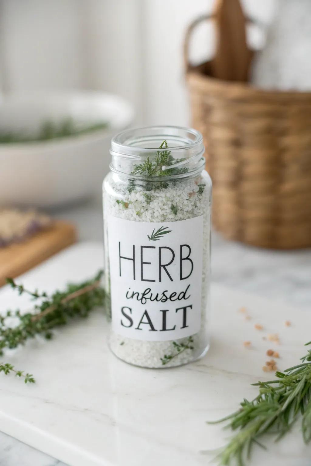 Gift a touch of gourmet with this handcrafted herb-infused salt, perfect for the culinary-loving teacher.