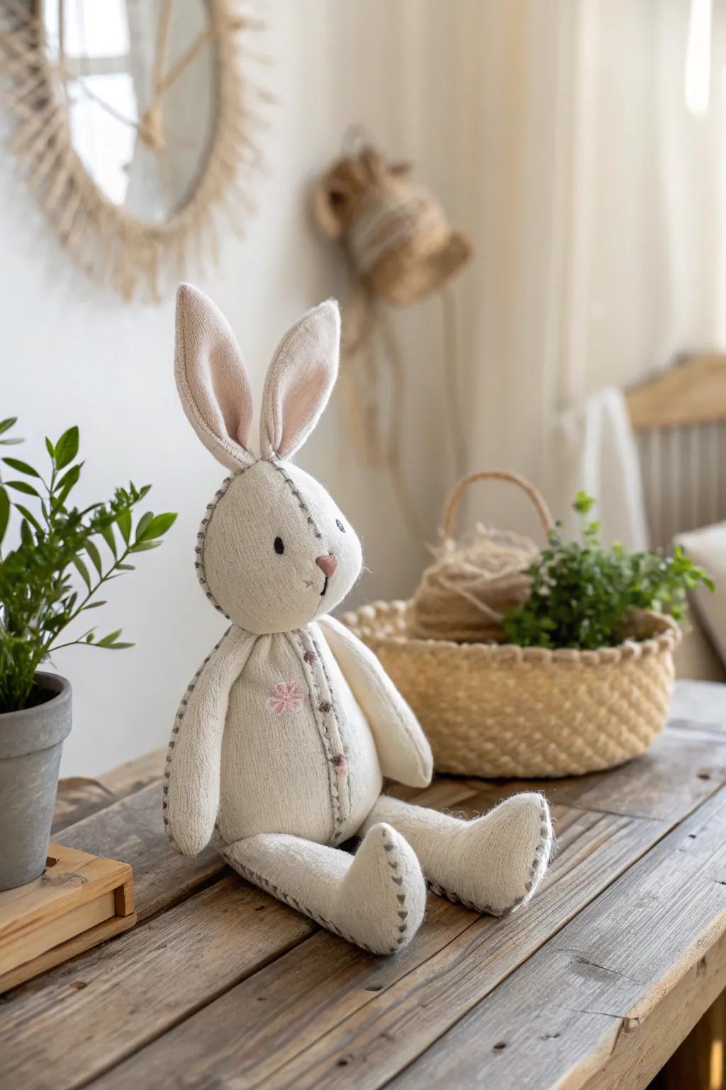 Craft your perfect Easter setup with a charming stuffed bunny decoy.