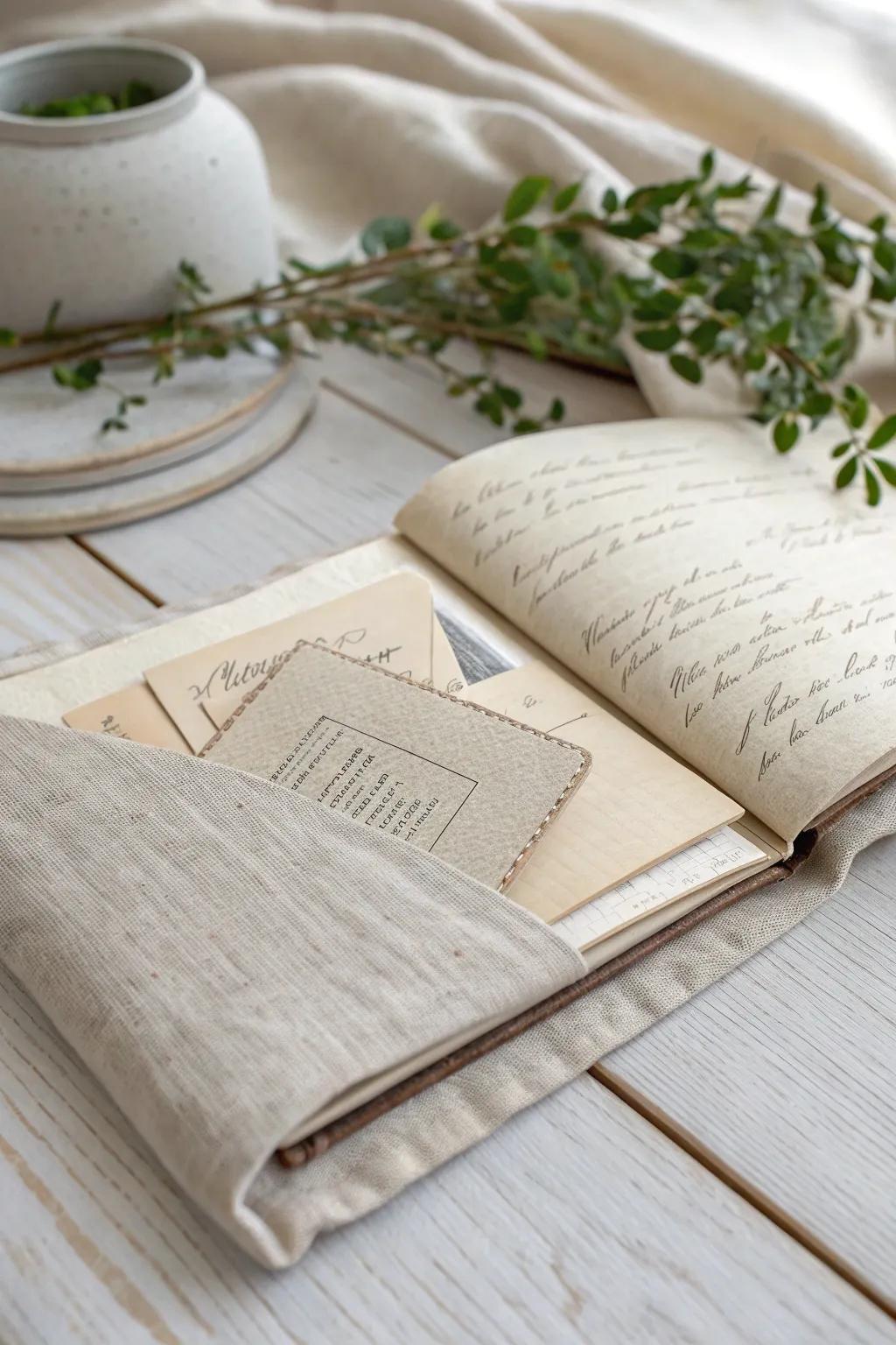 Discover hidden treasures in your family history book with charming memorabilia pockets.