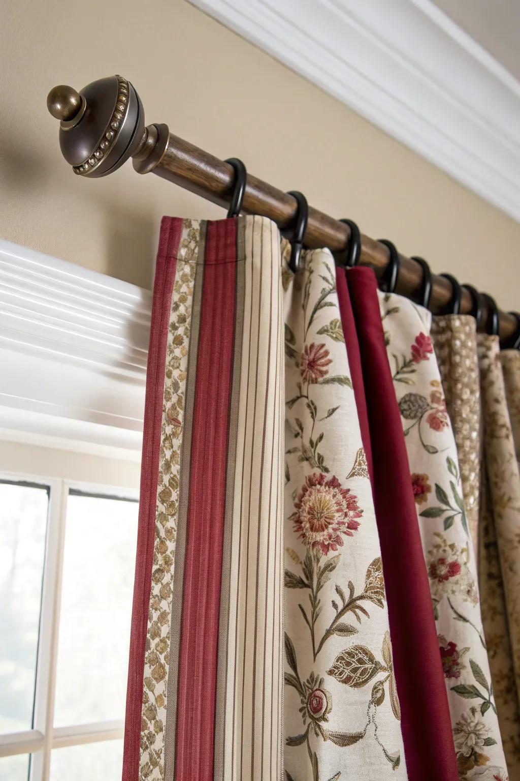 Elevate your space with artful curtain combinations on half rods—where craftsmanship meets creativity.