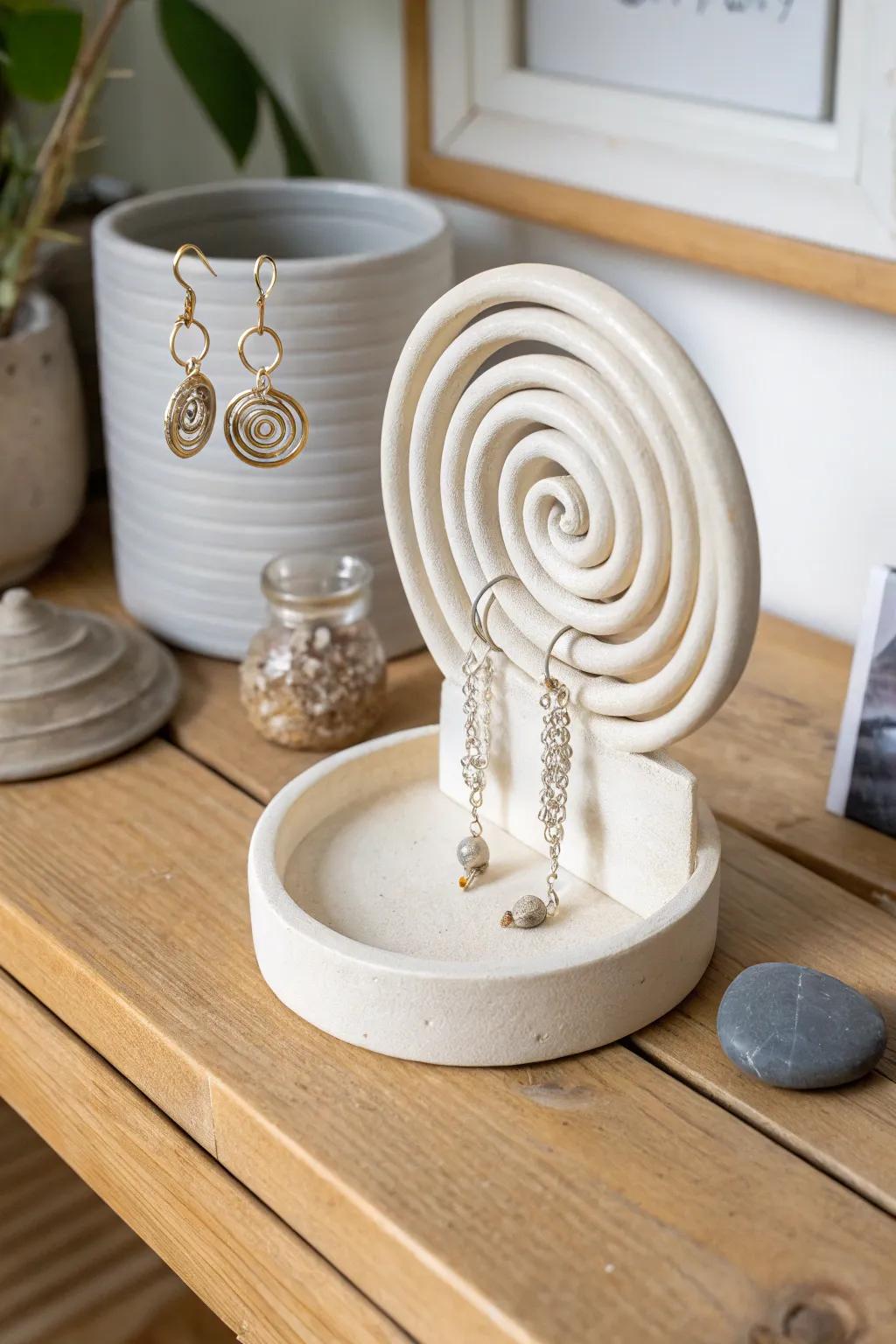 Embrace elegance and utility with this handcrafted spiral earring holder, where minimalist design meets Boho charm.