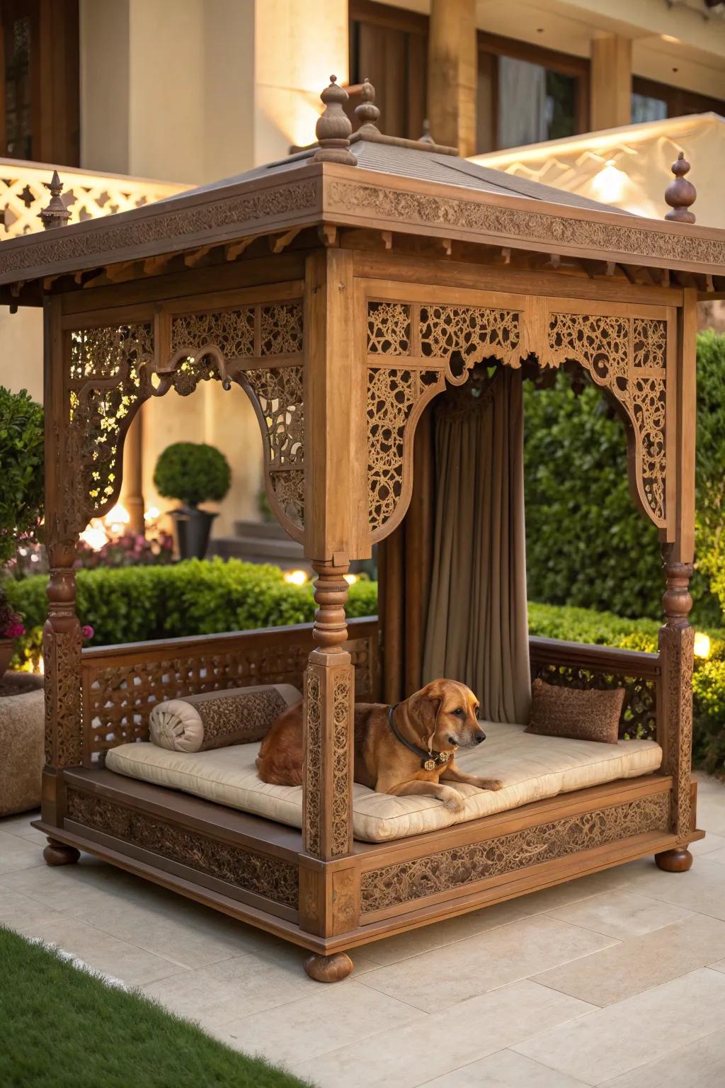A lavish retreat for man's best friend, where elegance meets comfort in every handcrafted detail.