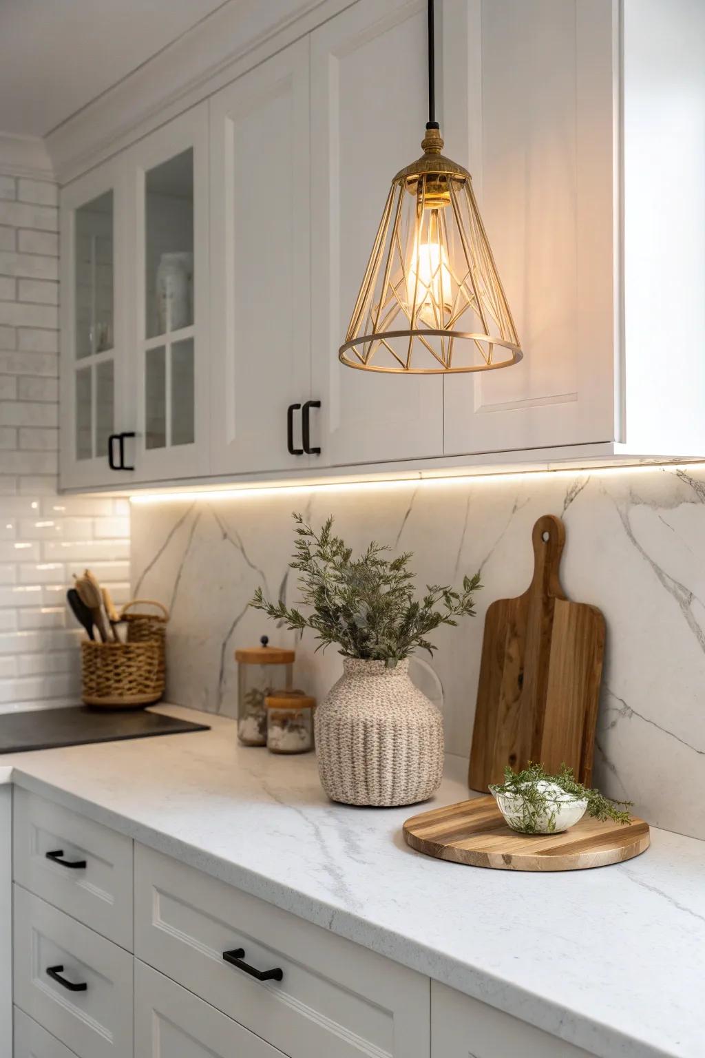 Transform your kitchen with elegant under-cabinet lighting for a warm, inviting glow.