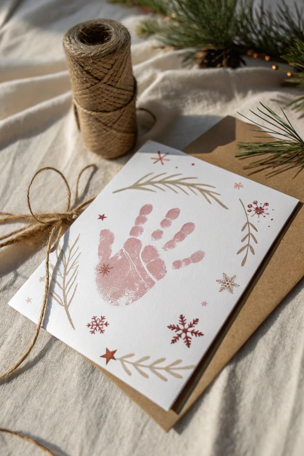 Capture the timeless joy of the holidays with handcrafted baby handprint cards. A minimalist treasure that embodies love and creativity.