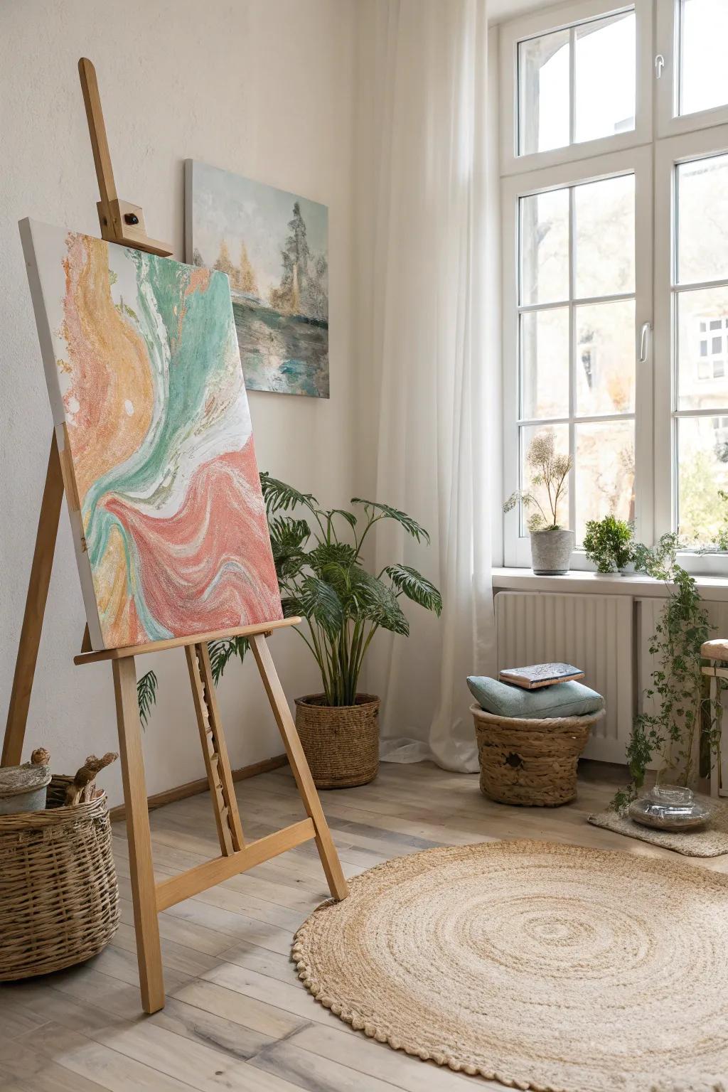 Embrace the art of paint pouring for a stunning, one-of-a-kind masterpiece that dances with colors.