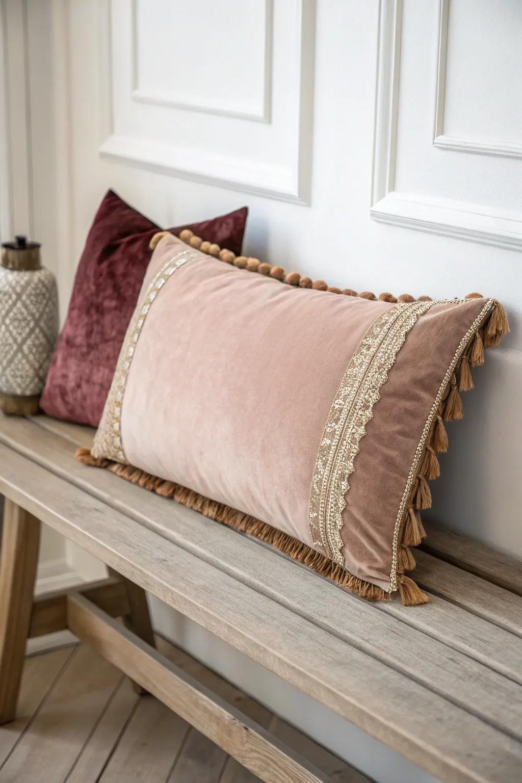 Elevate your decor with the perfect blend of textures: velvet meets linen for a touch of elegance.
