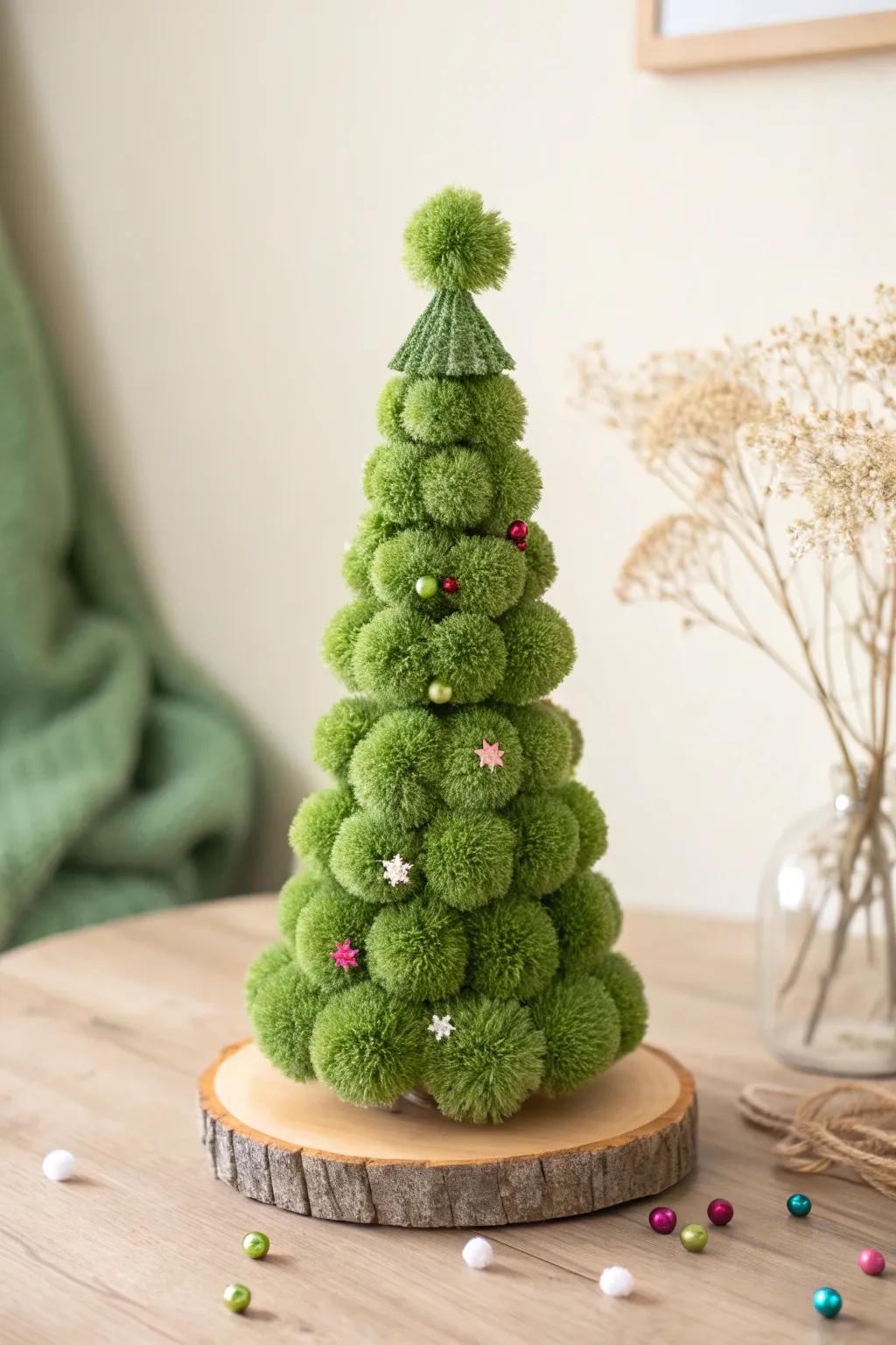 Embrace the festive spirit with minimalist pom pom Christmas trees, perfect for a touch of handcrafted elegance.