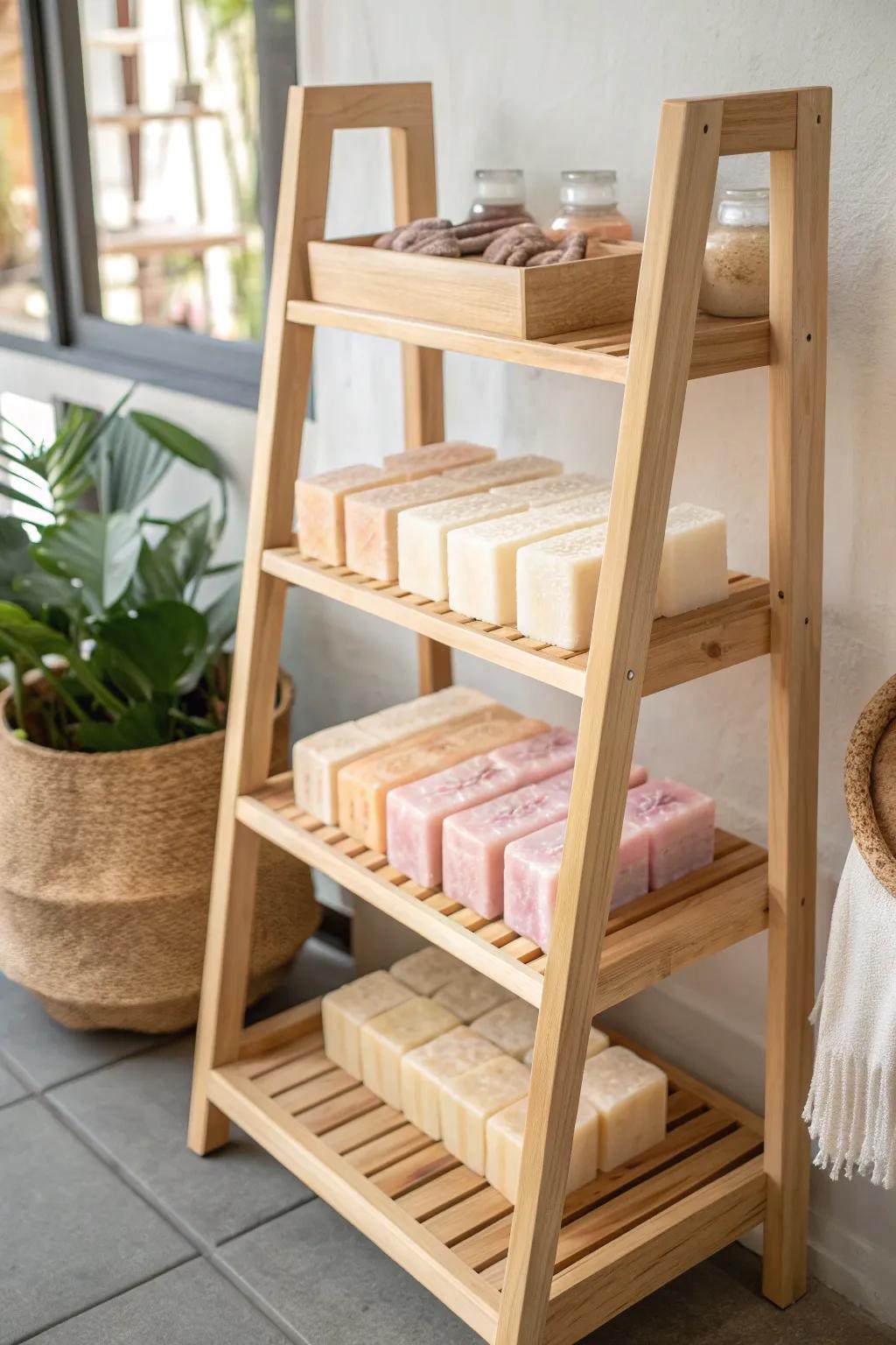 Embrace the art of soap curing with open shelving that lets your creations breathe beautifully.