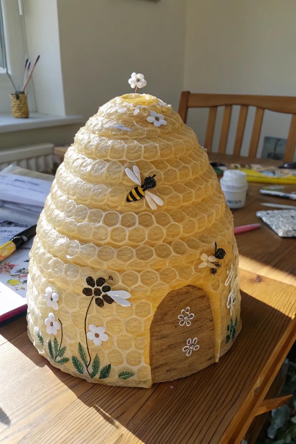 Explore the beauty of texture with bubble wrap beehives—a delightful spring craft for little artists!