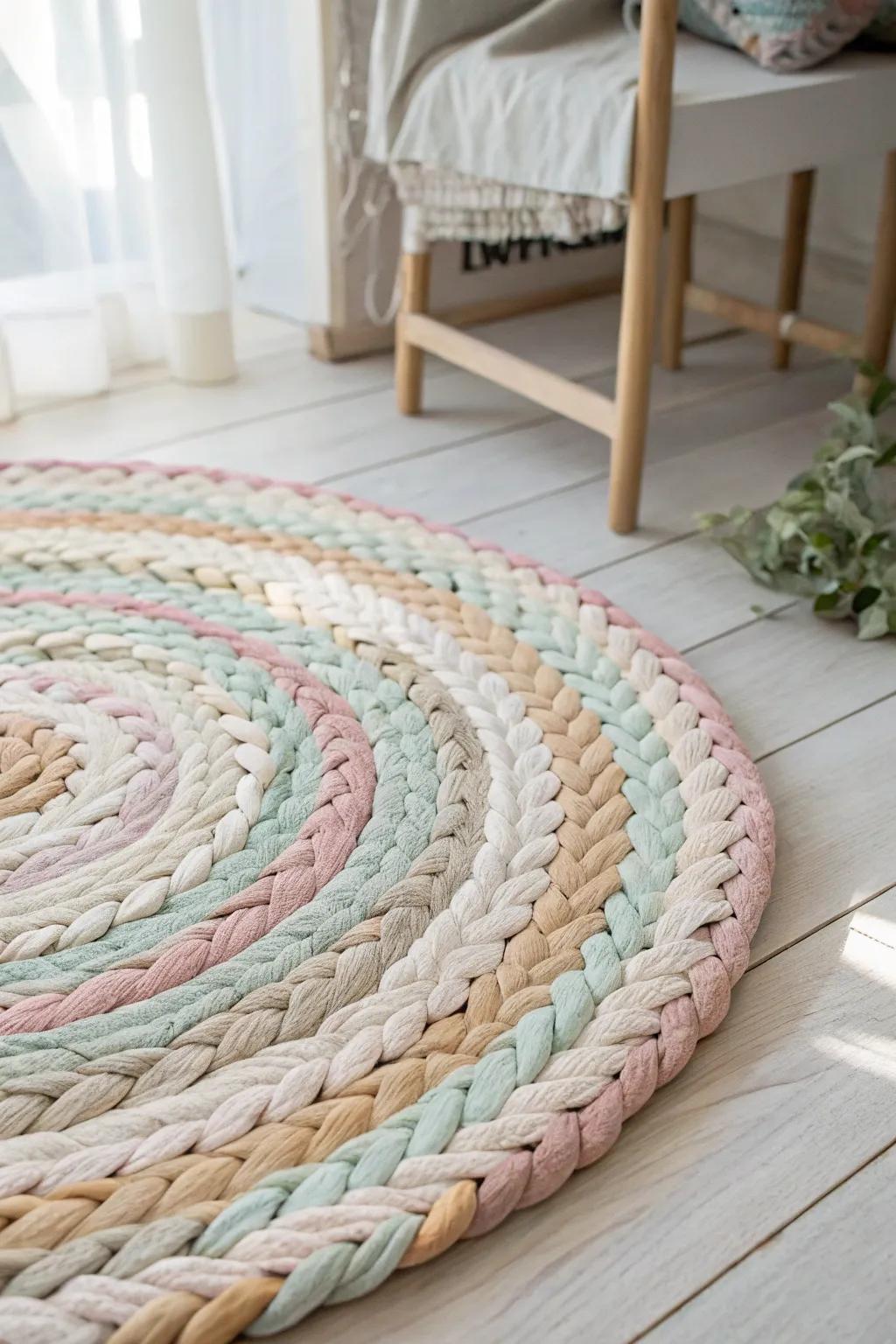 Wrap your feet in the warmth and artistry of handmade braided rugs, crafted from the heart of beloved tees.