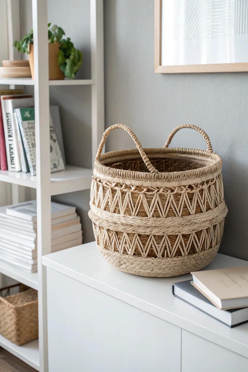 Elevate your bookshelf with a touch of natural beauty and Boho charm. 🌿✨ #BookshelfMakeover #ScandiBohoStyle