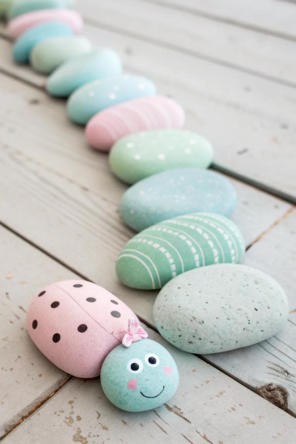 Transform your garden with this charming caterpillar creation, a perfect blend of minimalist design and playful color.