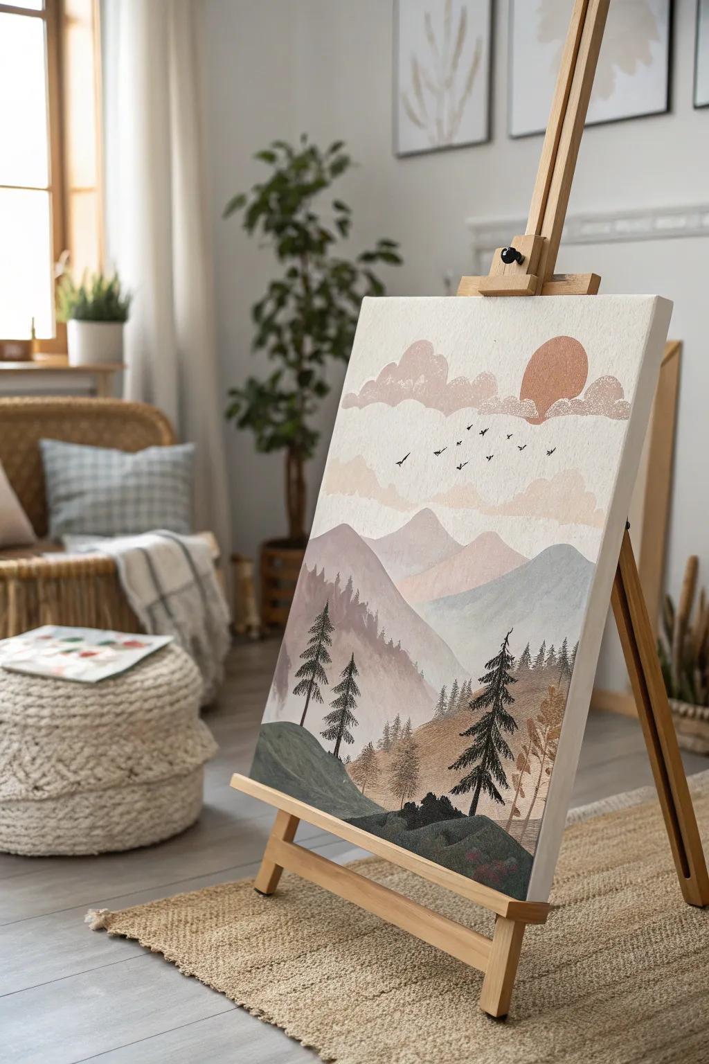Dive into the serene beauty of layered landscapes with stencils, where simplicity meets artistry.