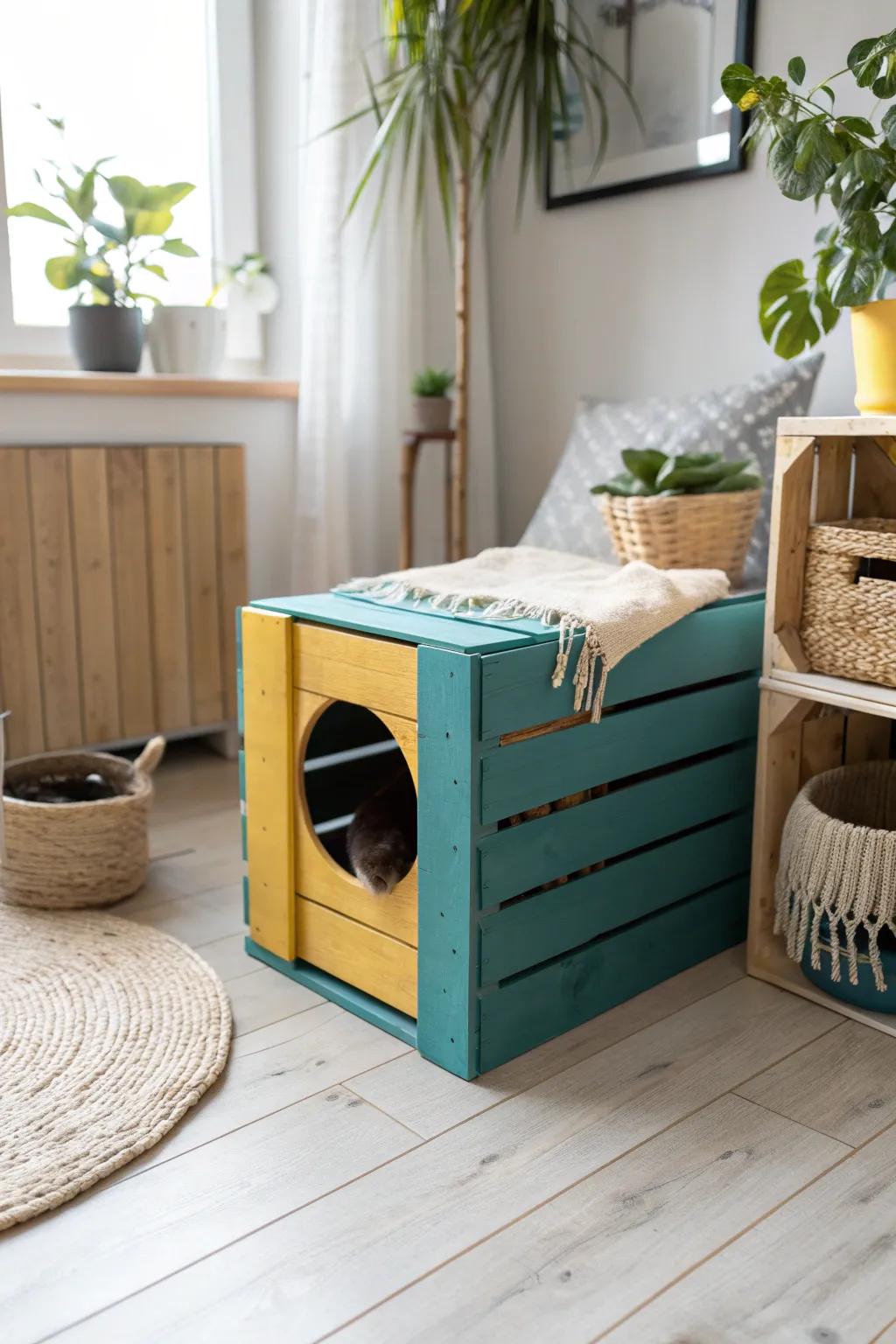 Transform your space with a retro-inspired box bed for your feline friend, combining vintage charm with minimalist style.