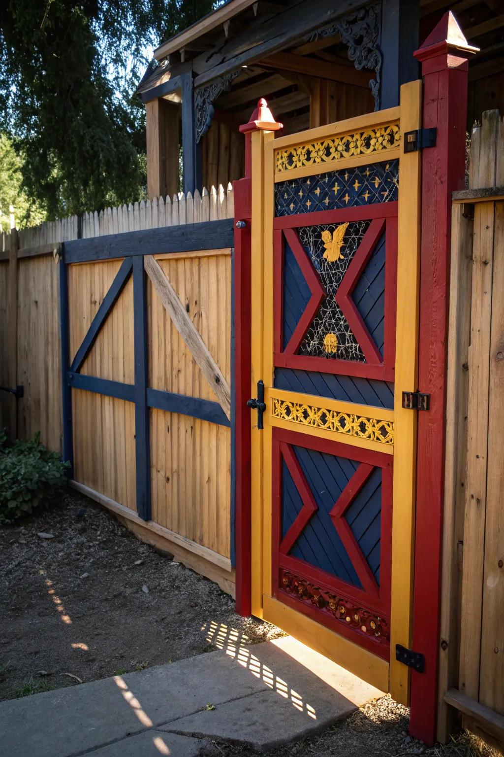 Transform function into art with a colorful painted gate for your chicken coop.