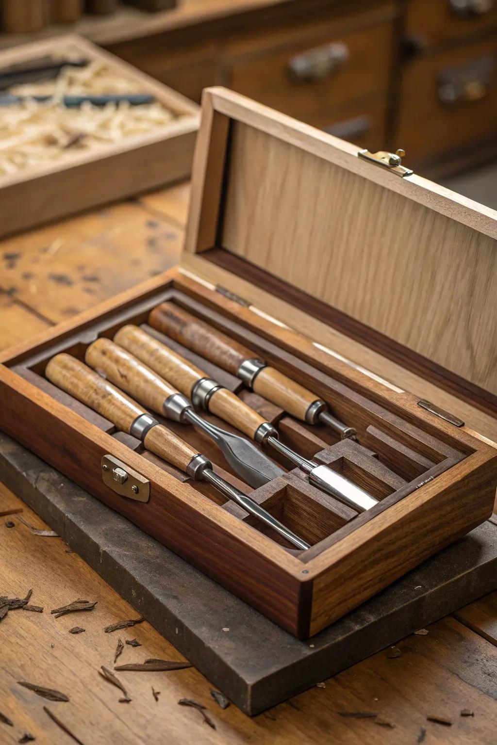 Crafted for Efficiency: A seamless blend of accessibility and elegance in chisel storage.