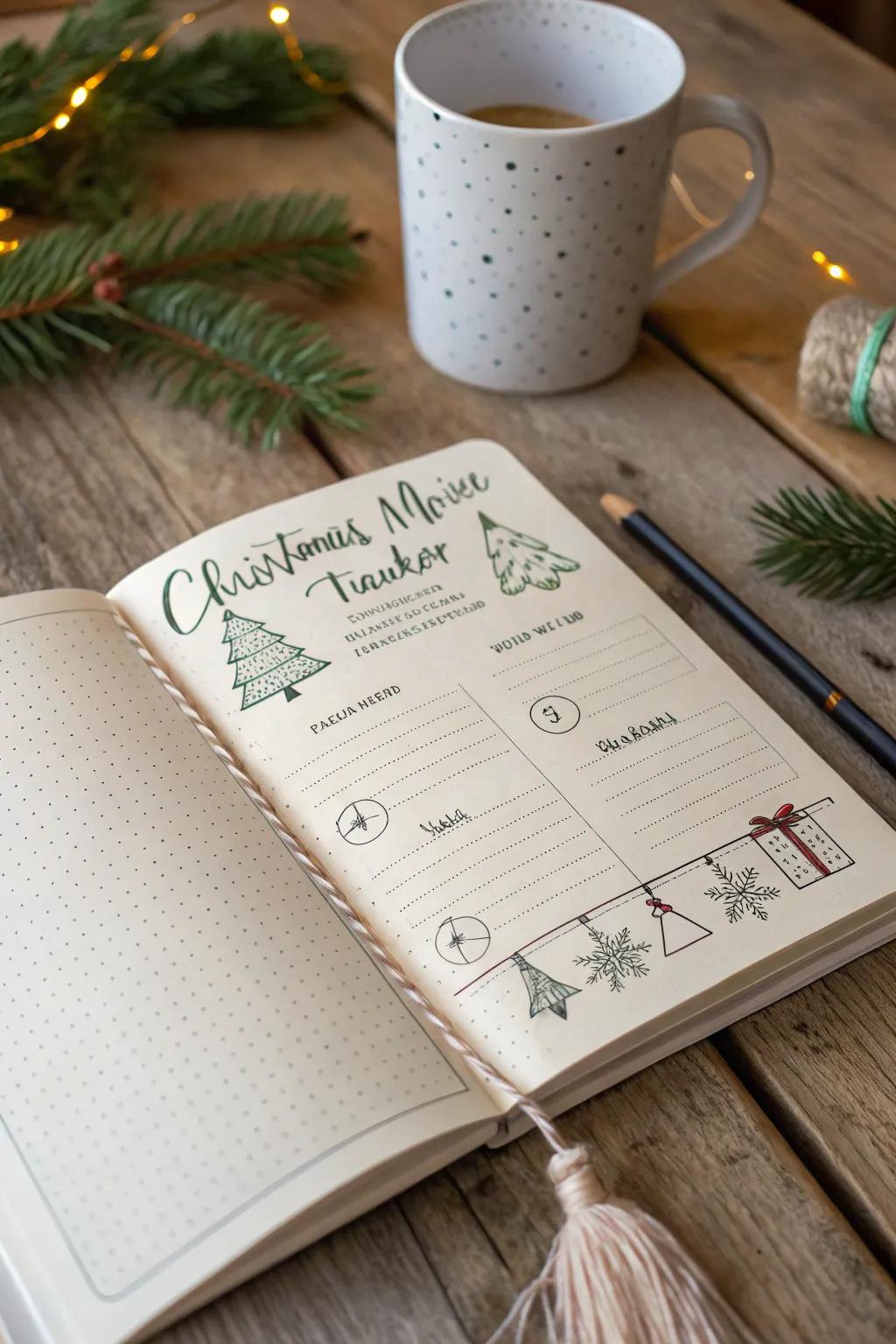 Track your festive favorites with this elegant Christmas movie tracker, perfect for adding a touch of minimalist charm to your holiday season.