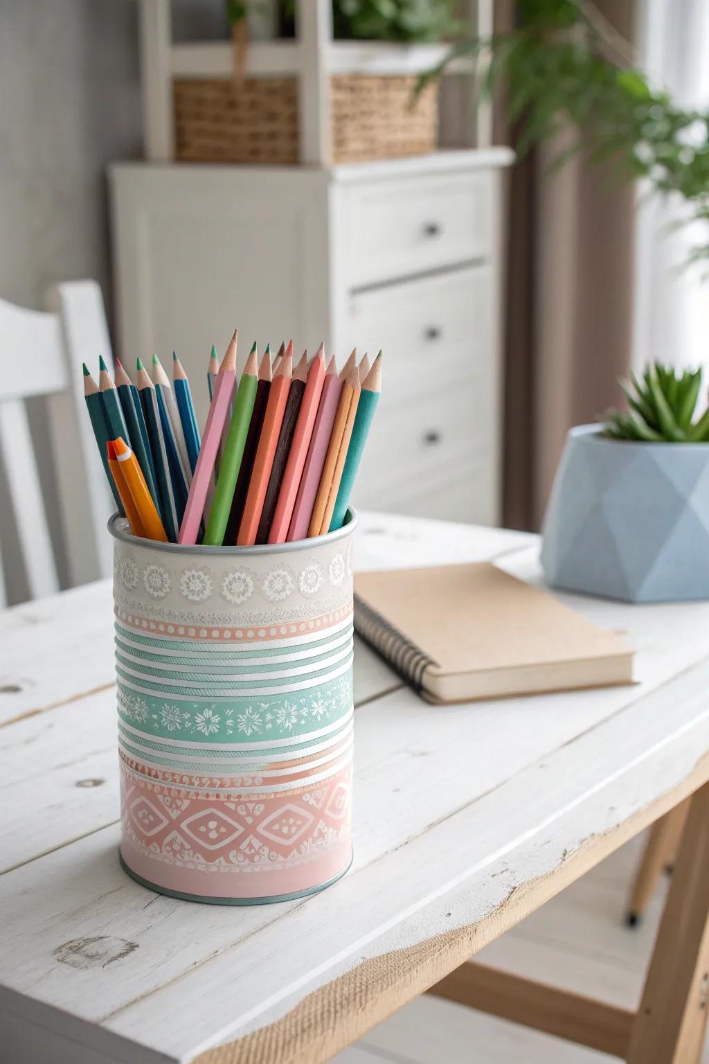 Transform your workspace with these chic DIY tin can pencil holders—where Scandinavian minimalism meets bohemian charm!