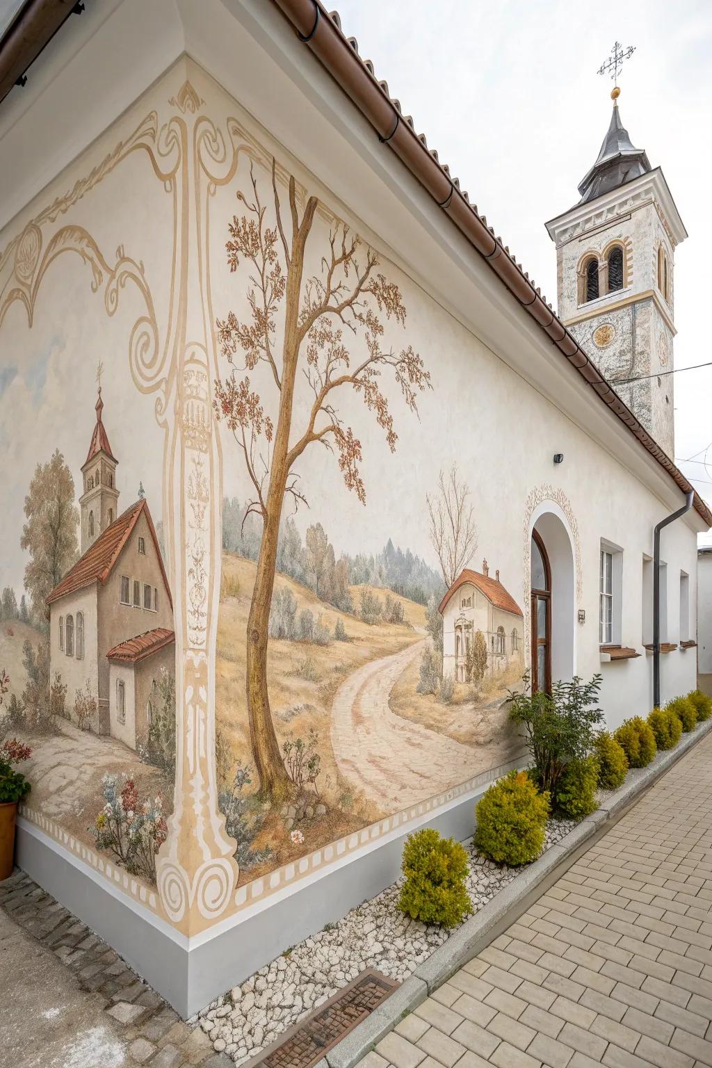 Explore the past through art: A minimalist mural that speaks volumes.