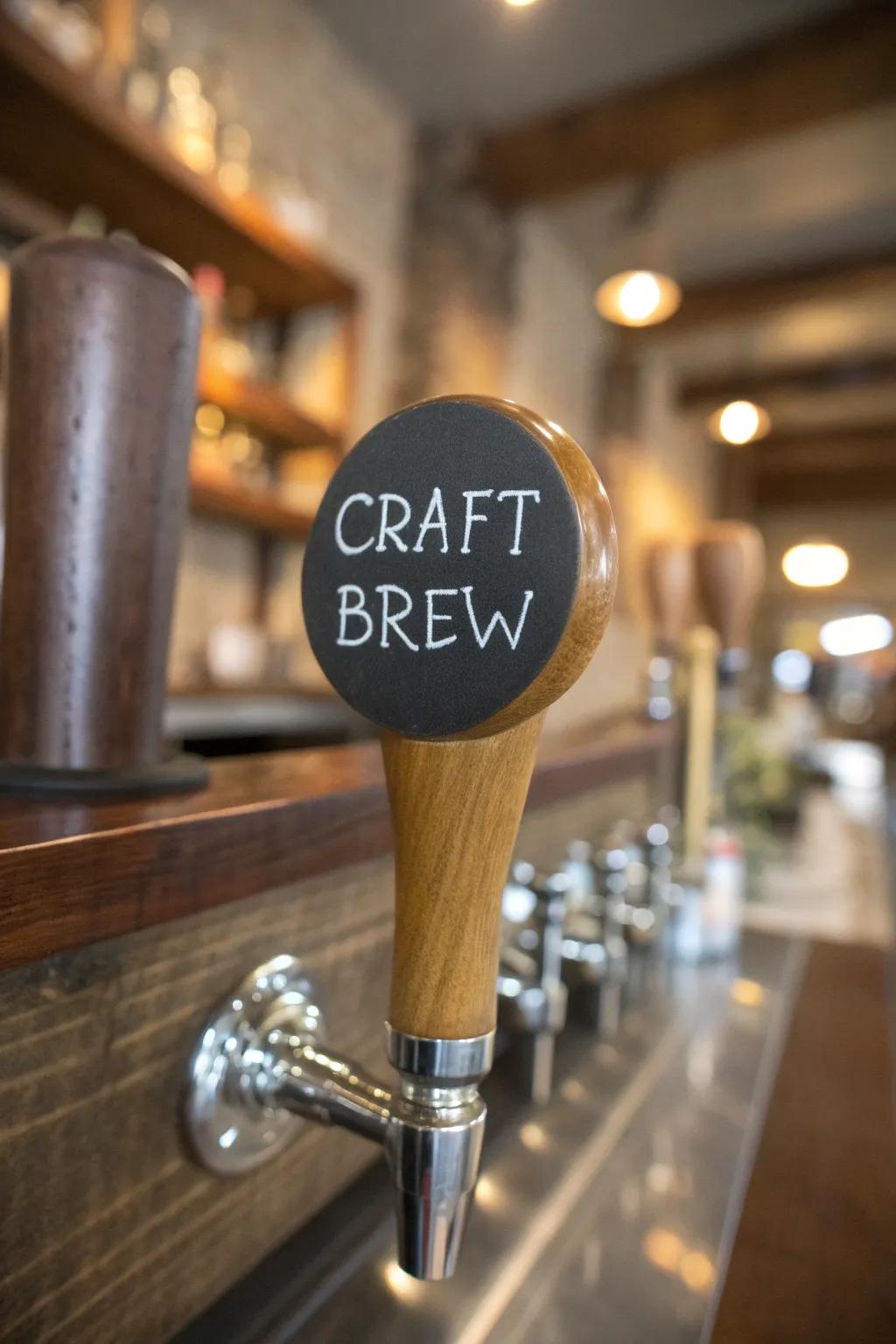 Elevate your home bar with a personalized chalkboard tap handle – where creativity meets craftsmanship.