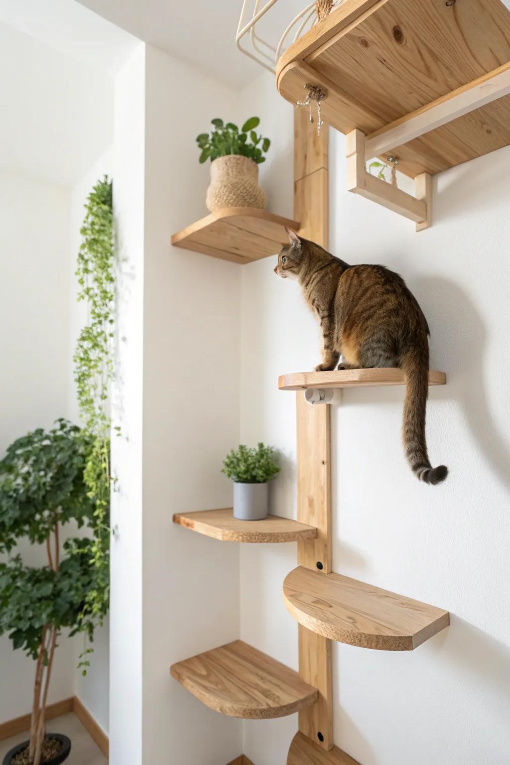 Elevate your feline friend's playtime with this corner climbing challenge, where Scandinavian elegance meets Boho charm.