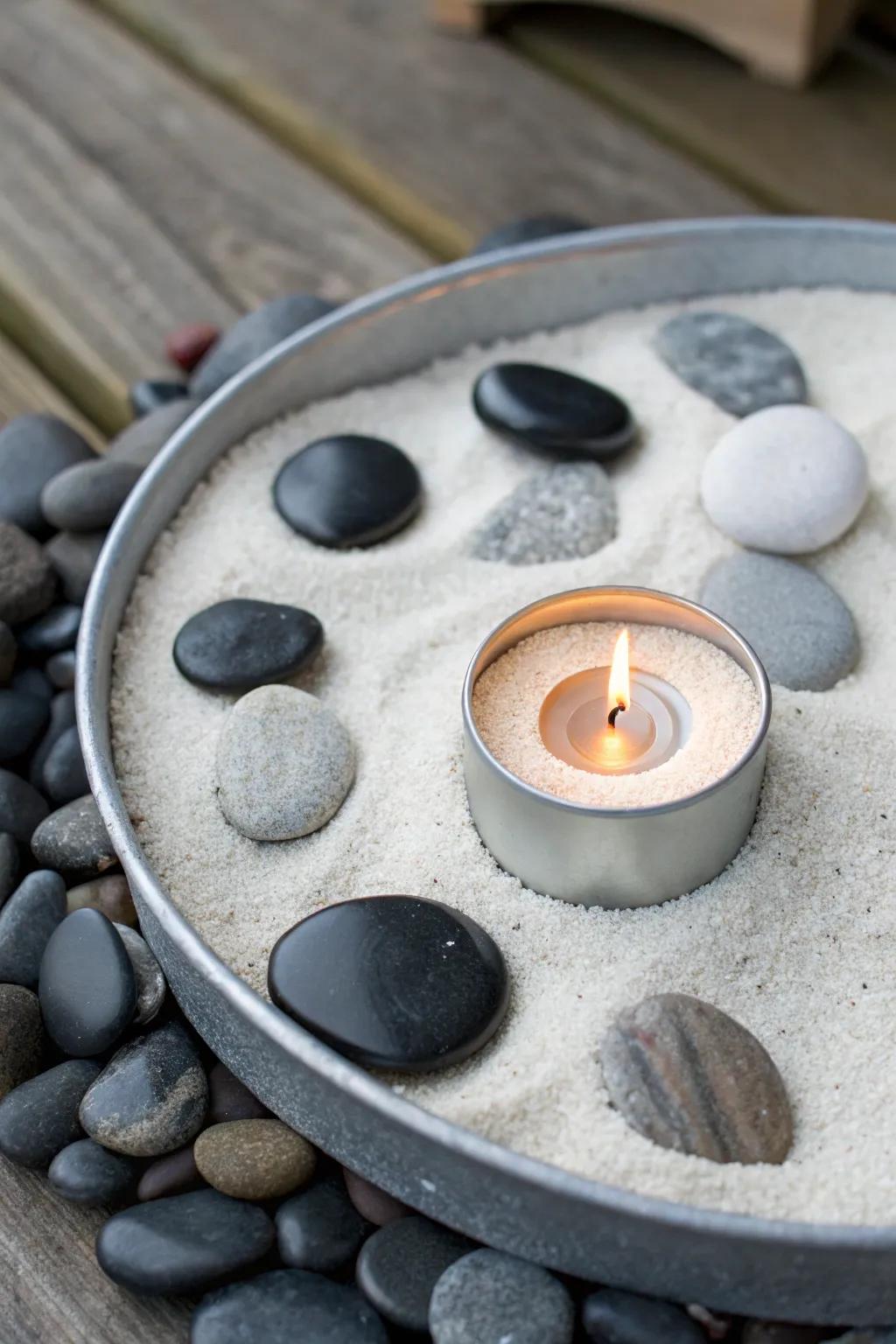 Elevate your space with tranquility: a DIY tabletop fire pit inspired by Zen gardens.