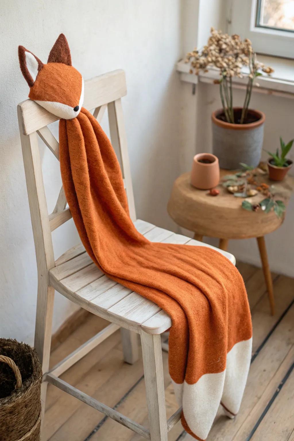 Craft a whimsical fox costume with minimalist charm and earthy elegance.