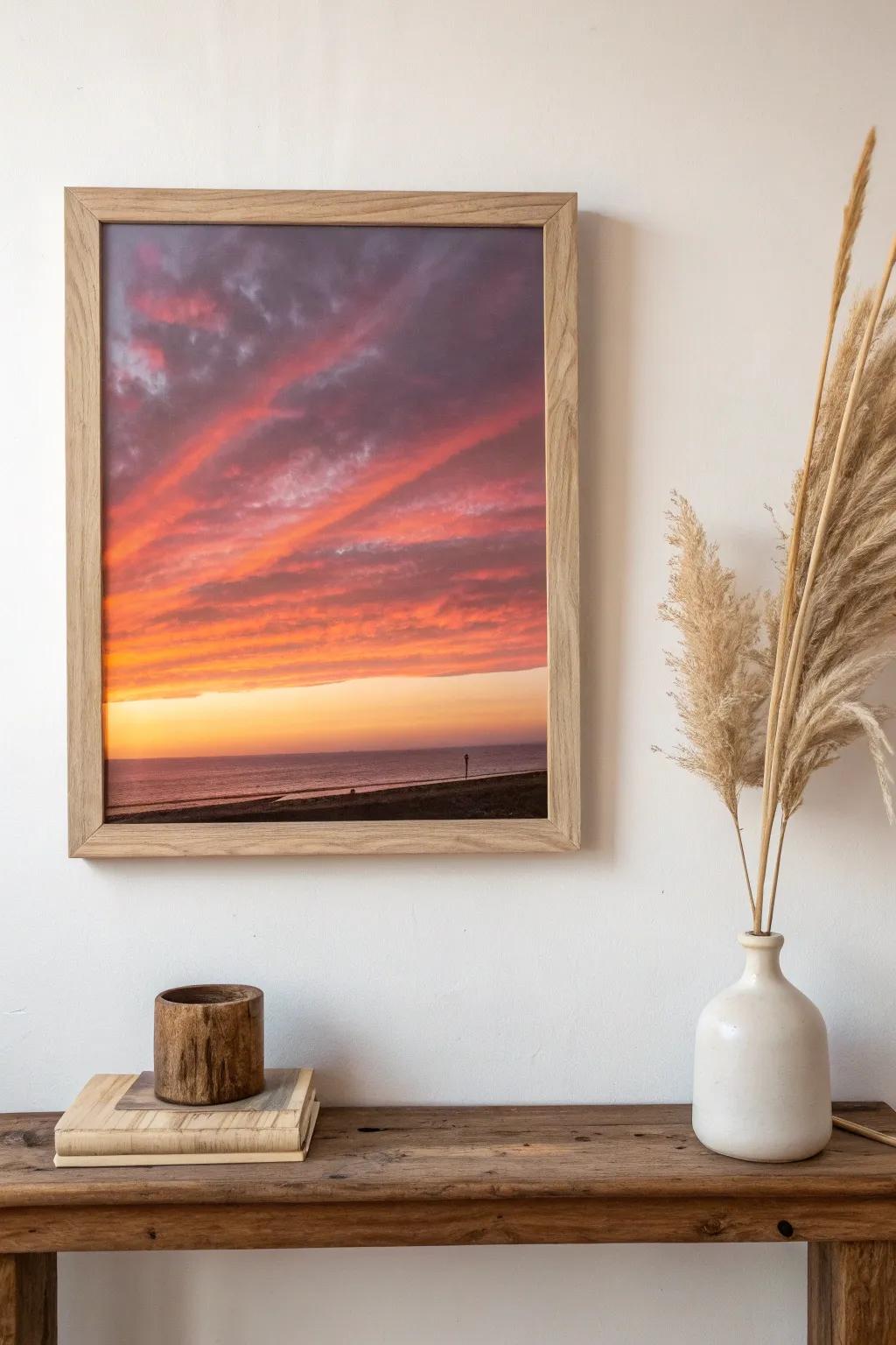 Embrace the serenity of a minimalist sunset—where simplicity meets elegance, inviting a touch of natural beauty into your space.